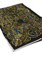 HERMES VUAL İPEK ŞAL KARIŞIK DESEN  SİYAH MAVİ SARI