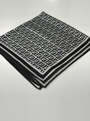 VUAL İPEK ŞAL  F DESEN SİYAH BEYAZ GRİ