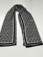 VUAL İPEK ŞAL  F DESEN SİYAH BEYAZ GRİ