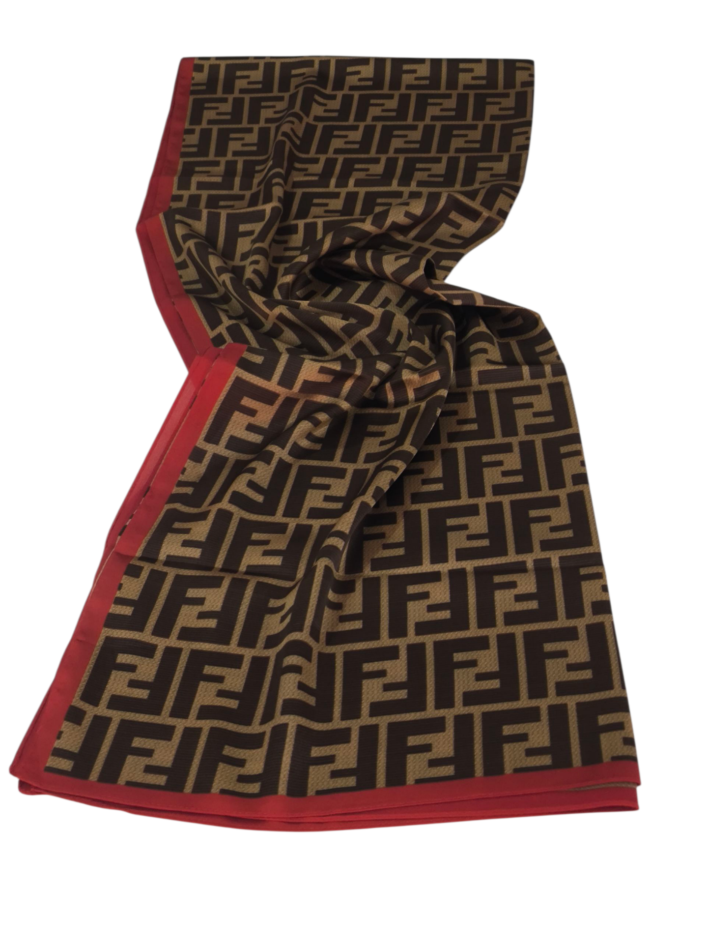 F DESEN VUAL İPEK ŞAL BORDO KAHVE