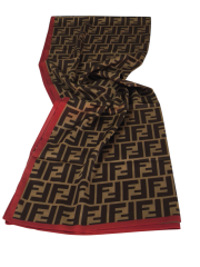 F DESEN VUAL İPEK ŞAL BORDO KAHVE