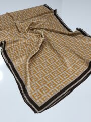 VUAL İPEK ŞAL  F DESEN KAHVERENGİ SOĞAN KABUĞU