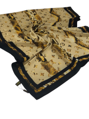 LV LOGO DESEN VUAL İPEK ŞAL SİYAH GOLD