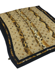 LOUİS VUİTTON LOGO DESEN VUAL İPEK ŞAL SİYAH GOLD