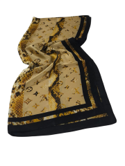 LV LOGO DESEN VUAL İPEK ŞAL SİYAH GOLD
