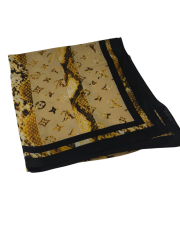 LV LOGO DESEN VUAL İPEK ŞAL SİYAH GOLD