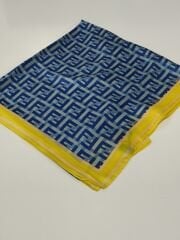 VUAL İPEK ŞAL  F DESEN LİMON SARI MAVİ