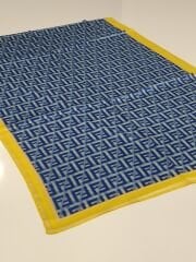 VUAL İPEK ŞAL  F DESEN LİMON SARI MAVİ