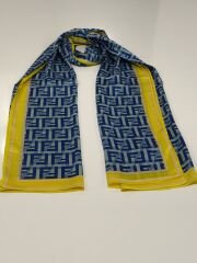 VUAL İPEK ŞAL  F DESEN LİMON SARI MAVİ