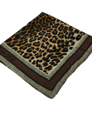 LEOPAR DESEN VUAL İPEK ŞAL KAHVERENGİ SİYAH