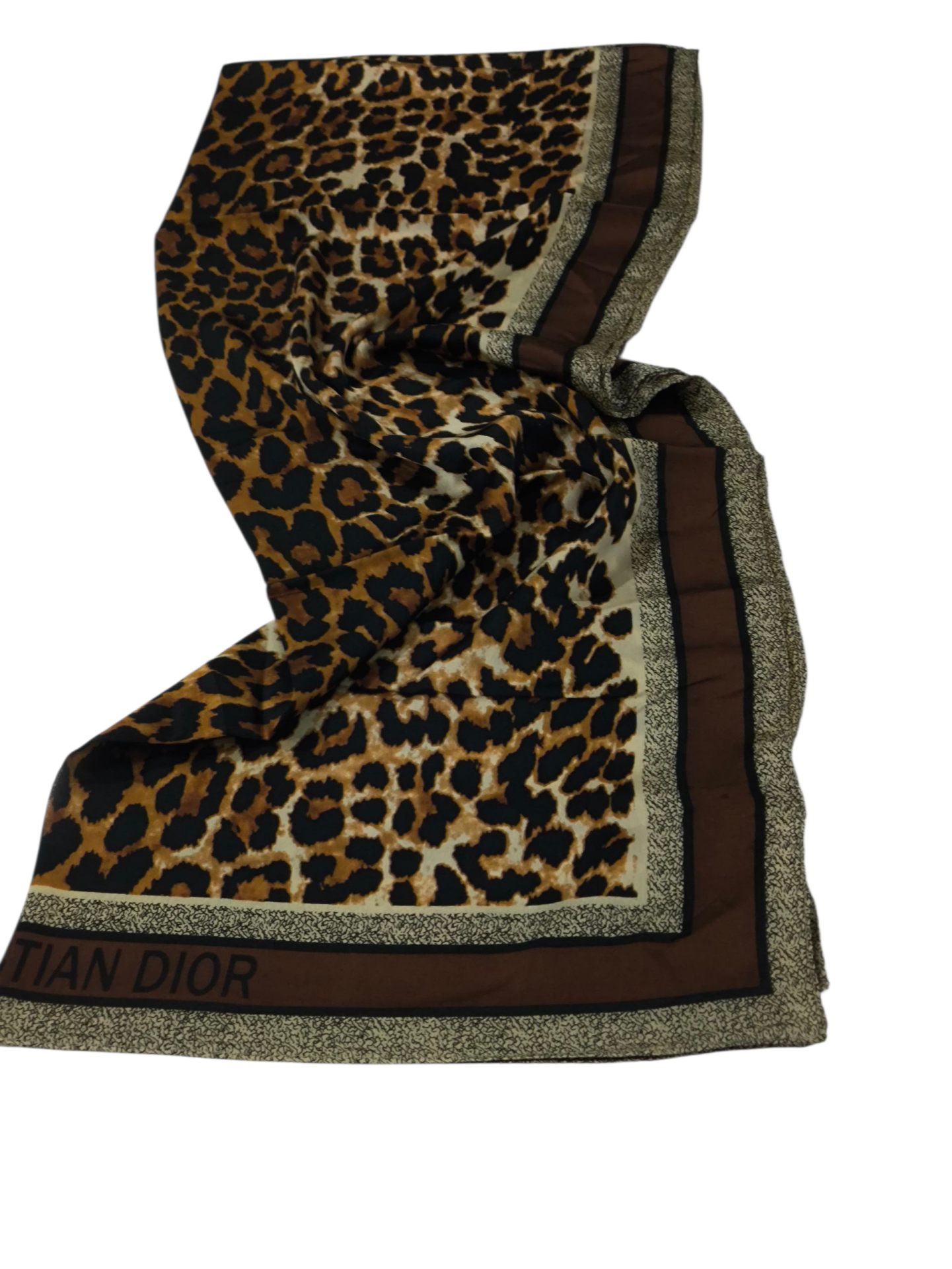 LEOPAR DESEN VUAL İPEK ŞAL KAHVERENGİ SİYAH