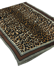 DİOR LEOPAR DESEN VUAL İPEK ŞAL KAHVERENGİ SİYAH
