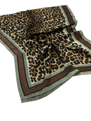 LEOPAR DESEN VUAL İPEK ŞAL KAHVERENGİ SİYAH