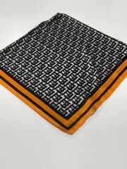 VUAL İPEK ŞAL  F DESEN TURUNCU SİYAH ANTRASİT