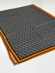 VUAL İPEK ŞAL  F DESEN TURUNCU SİYAH ANTRASİT