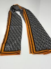 VUAL İPEK ŞAL  F DESEN TURUNCU SİYAH ANTRASİT