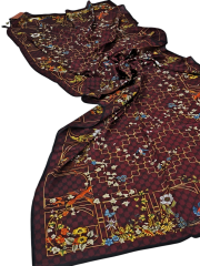 GUCCİ VUAL İPEK ŞAL ÇİÇEKLİ  G BASKILI BORDO