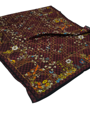 GUCCİ VUAL İPEK ŞAL ÇİÇEKLİ  G BASKILI BORDO
