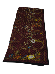 GUCCİ VUAL İPEK ŞAL ÇİÇEKLİ  G BASKILI BORDO