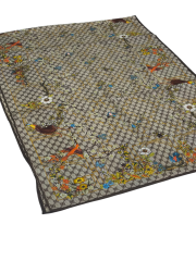 GUCCİ VUAL İPEK ŞAL ÇİÇEKLİ  G BASKILI KAHVERENGİ