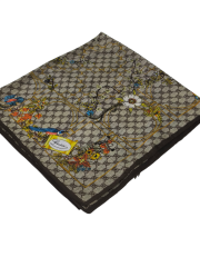 GUCCİ VUAL İPEK ŞAL ÇİÇEKLİ  G BASKILI KAHVERENGİ