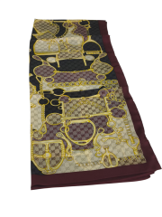 VUAL İPEK ŞAL G BASKILI KEMERLİ DESEN BORDO