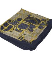 GUCCİ VUAL İPEK ŞAL G BASKILI KEMERLİ DESEN KOT MAVİSİ