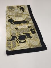 VUAL İPEK ŞAL G BASKILI KEMERLİ DESEN SİYAH