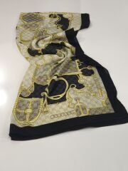 GUCCİ VUAL İPEK ŞAL G BASKILI KEMERLİ DESEN SİYAH