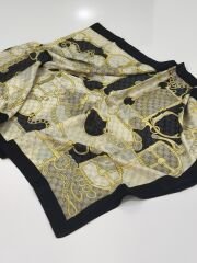 GUCCİ VUAL İPEK ŞAL G BASKILI KEMERLİ DESEN SİYAH