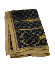 VUAL İPEK ŞAL MONOGRAM KEMER DESEN SİYAH GOLD