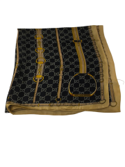 VUAL İPEK ŞAL MONOGRAM KEMER DESEN SİYAH GOLD