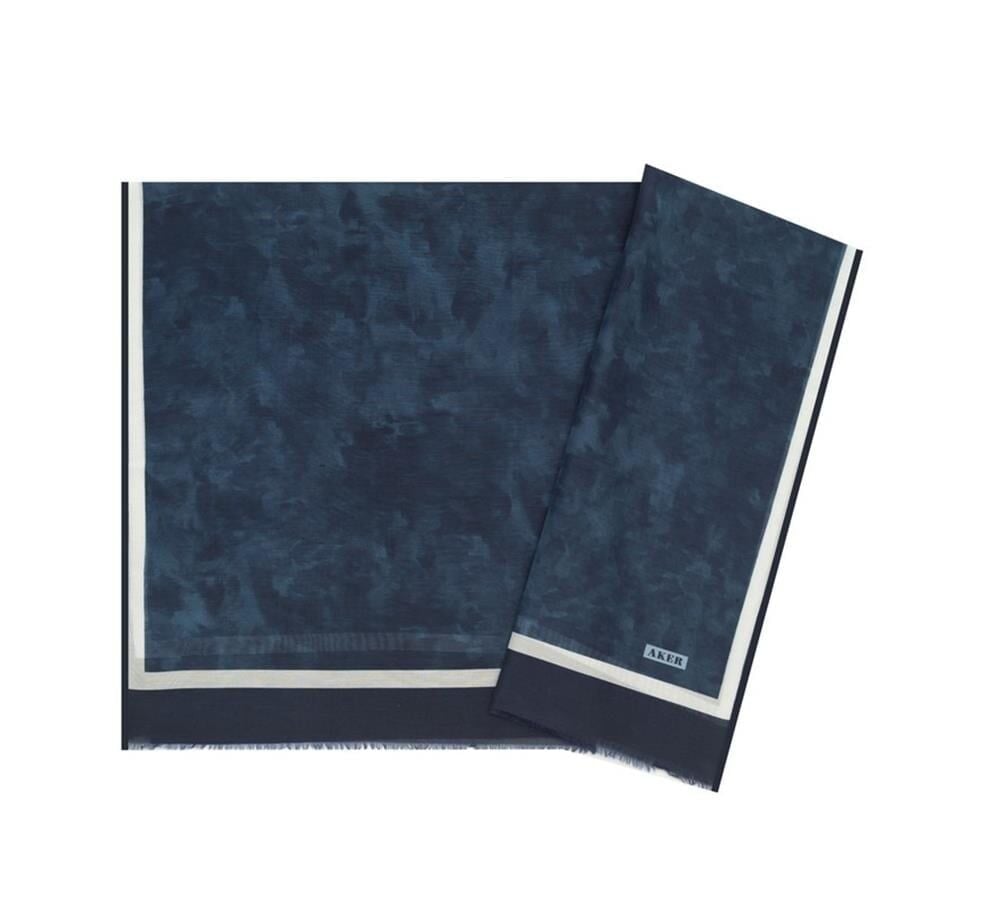 Aker Yaz Serinliği İpek Koton Şal -Bulut Deseni 7208777-422 Lacivert