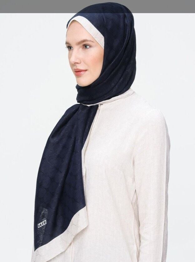 AKER KOZA ŞAL 1050800-921  LACİVERT KIRIK BEYAZ