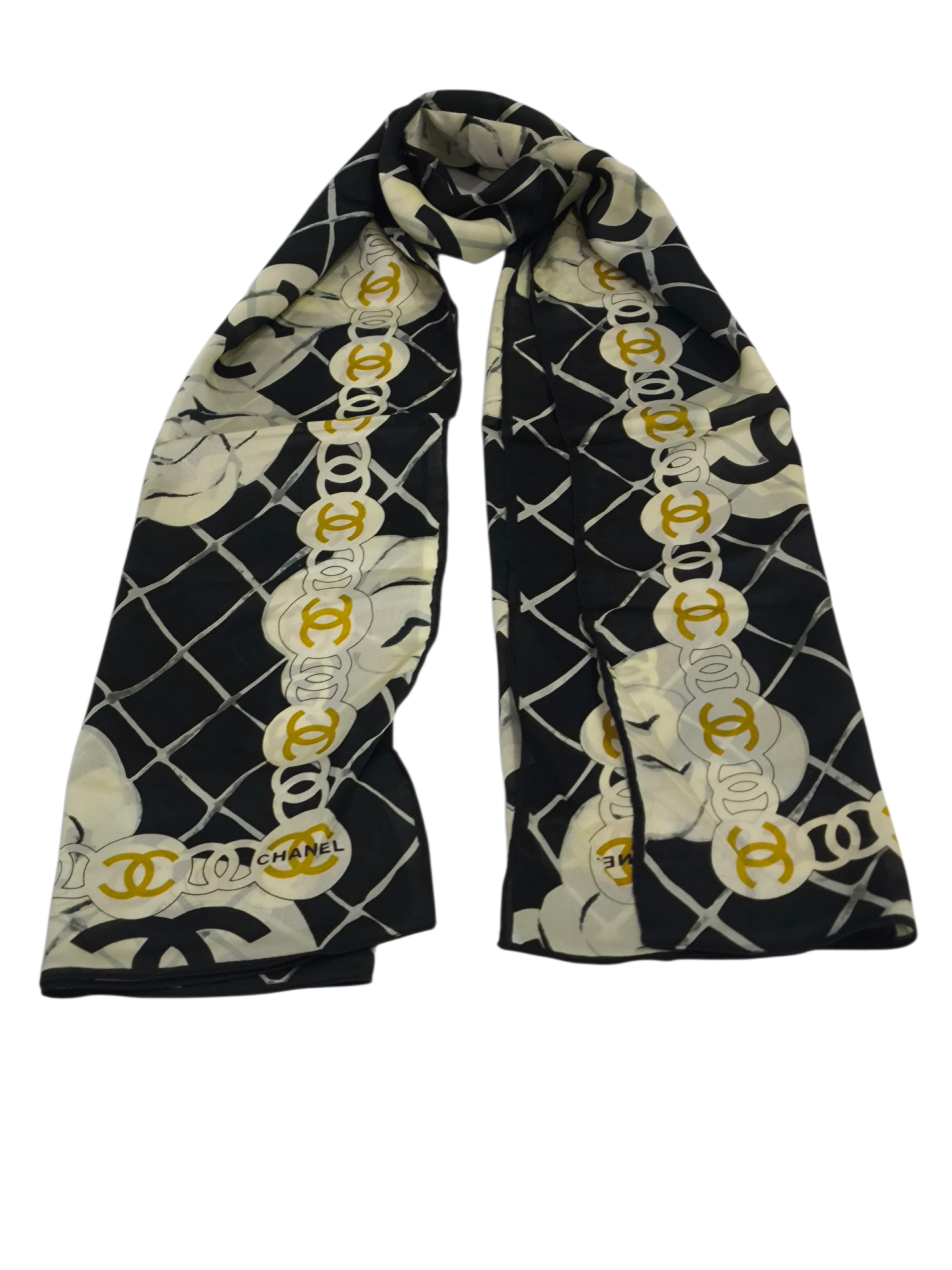 VUAL İPEK ŞAL SİYAH KREM EKOSE DESEN