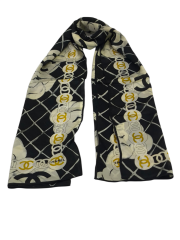 VUAL İPEK ŞAL SİYAH KREM EKOSE DESEN