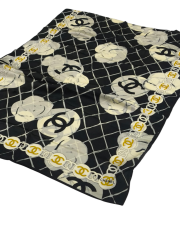 VUAL İPEK ŞAL SİYAH KREM EKOSE DESEN