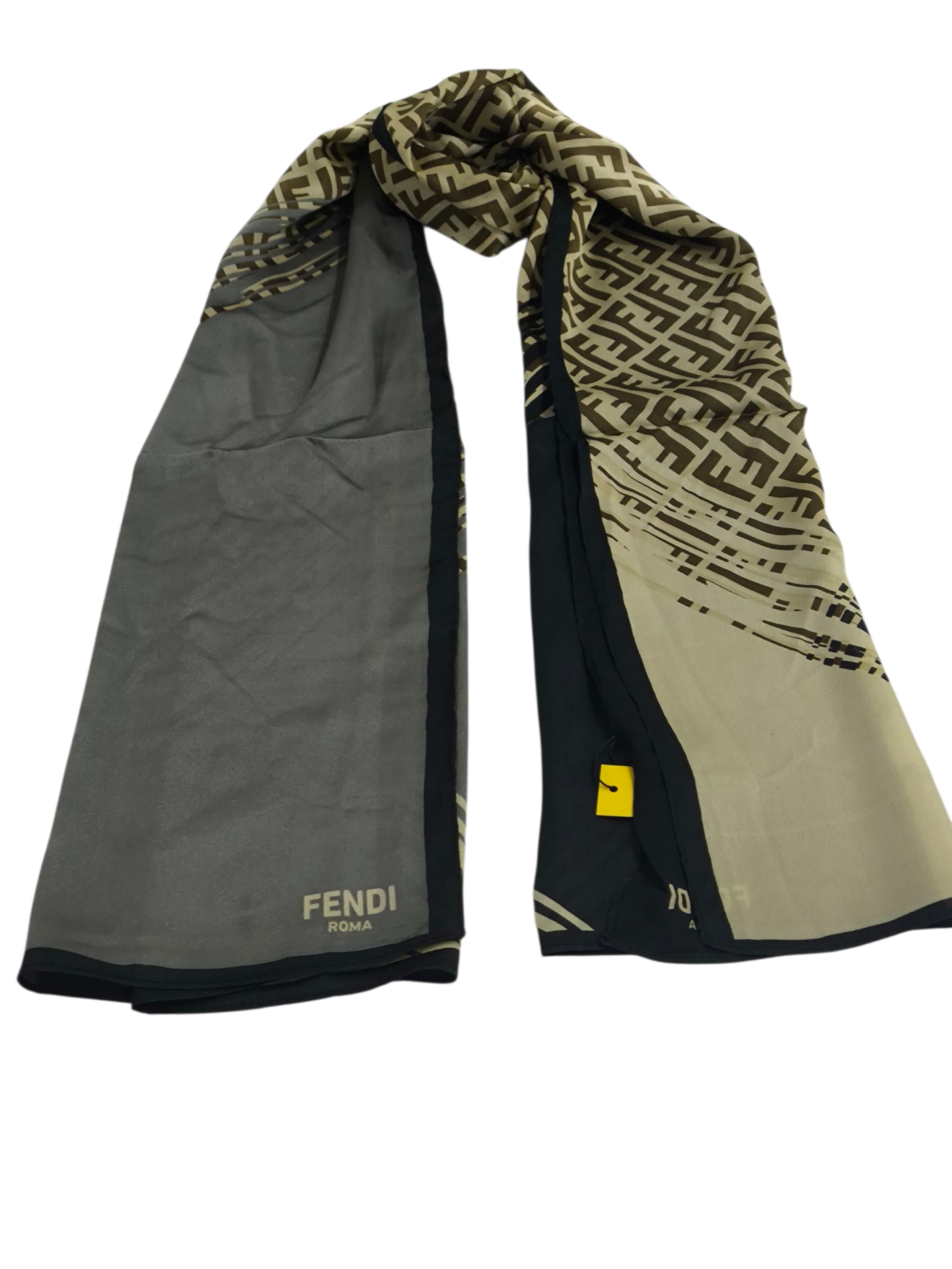 FENDİ VUAL İPEK ŞAL  F DESEN SİYAH KREM