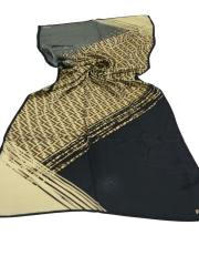 VUAL İPEK ŞAL  F DESEN SİYAH KREM