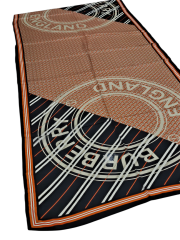 VUAL İPEK ŞAL YAZILI DESEN SİYAH TURUNCU