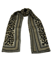 LEOPAR DESEN VUAL İPEK ŞAL SİYAH GOLD