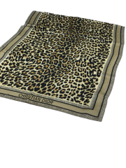 LEOPAR DESEN VUAL İPEK ŞAL SİYAH GOLD