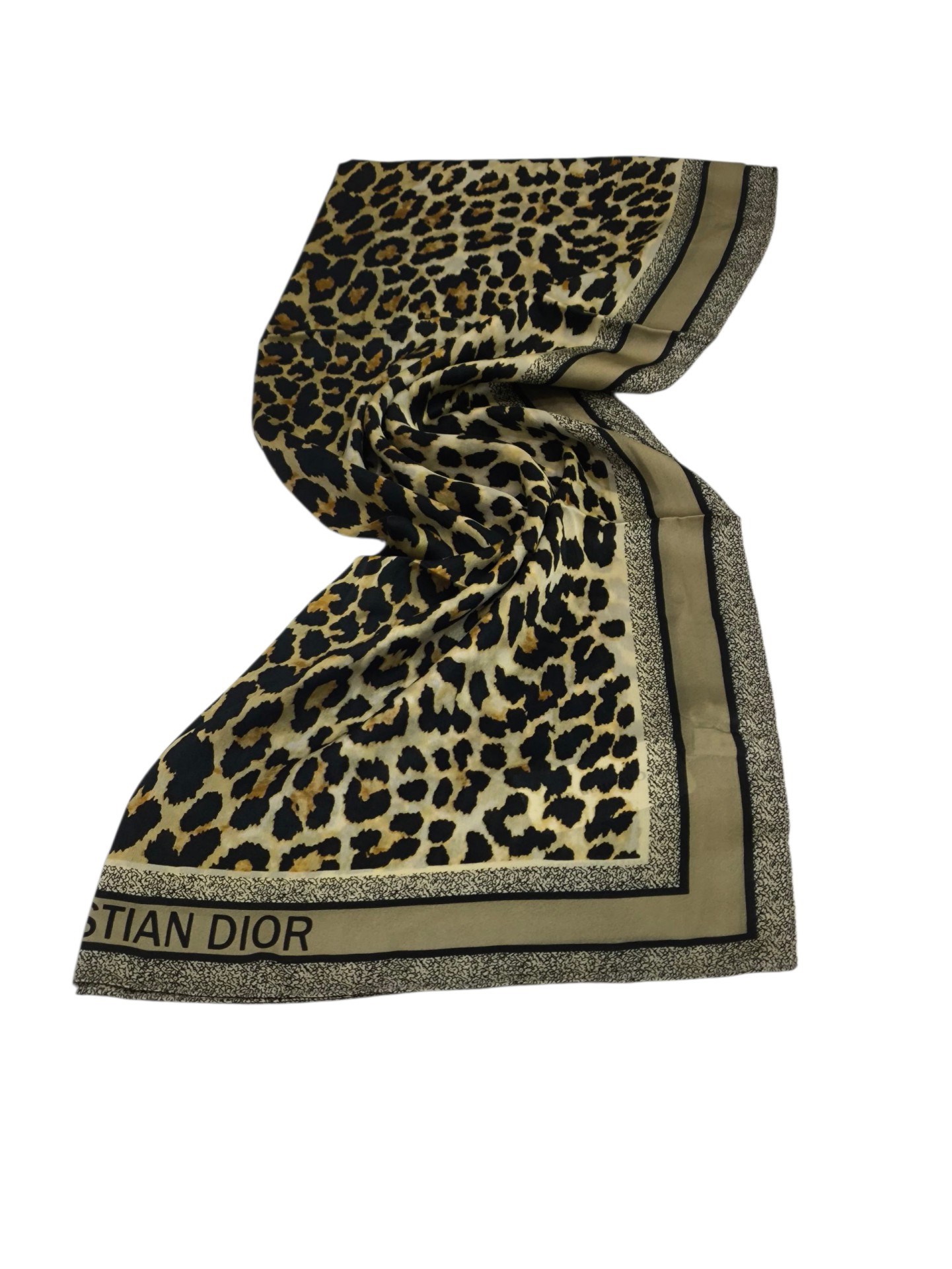 LEOPAR DESEN VUAL İPEK ŞAL SİYAH GOLD