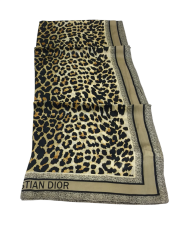 LEOPAR DESEN VUAL İPEK ŞAL SİYAH GOLD