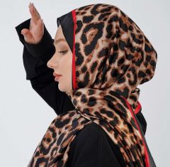 DİOREL VUAL İPEK ŞAL LEOPAR DESENLİ KIRMIZI