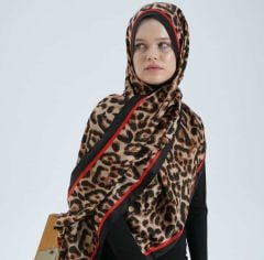 DİOREL VUAL İPEK ŞAL LEOPAR DESENLİ KIRMIZI