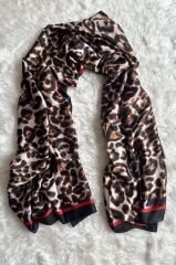 DİOREL VUAL İPEK ŞAL LEOPAR DESENLİ KIRMIZI